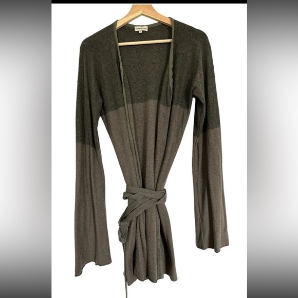 EMPORIO ARMANI Cardigan Sweater women's 12 open belted vintage bell sleeve green - Picture 5 of 13
